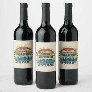 Personalized forty vintage 40th birthday party wine label