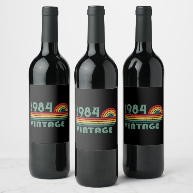 Personalized forty vintage 40th birthday party wine label (Bottles)
