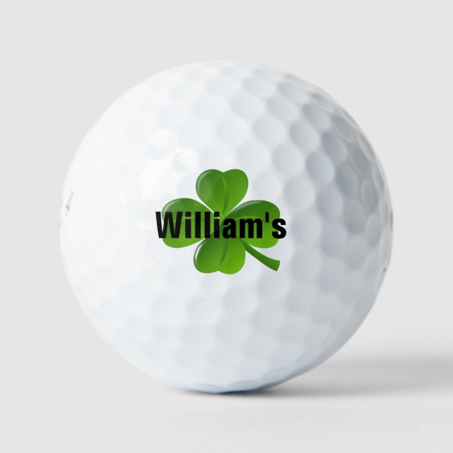 Personalized Four Leaf Clover Lucky Golf Balls (Front)