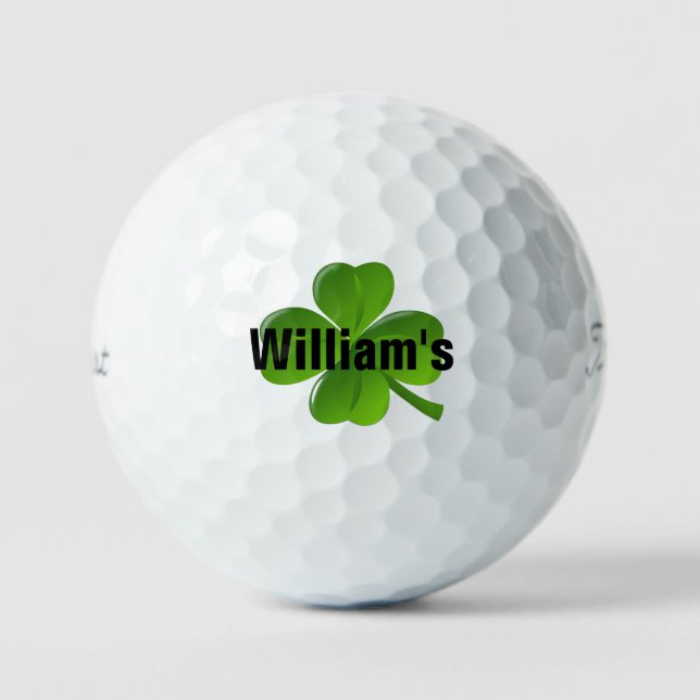 Personalized Four Leaf Clover Lucky Golf Balls (Front)