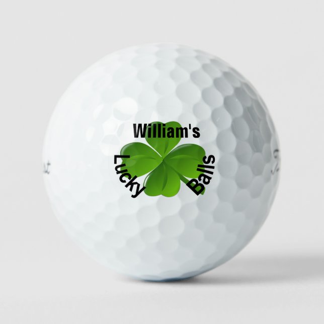 Personalized Four Leaf Clover Lucky Golf Balls (Front)