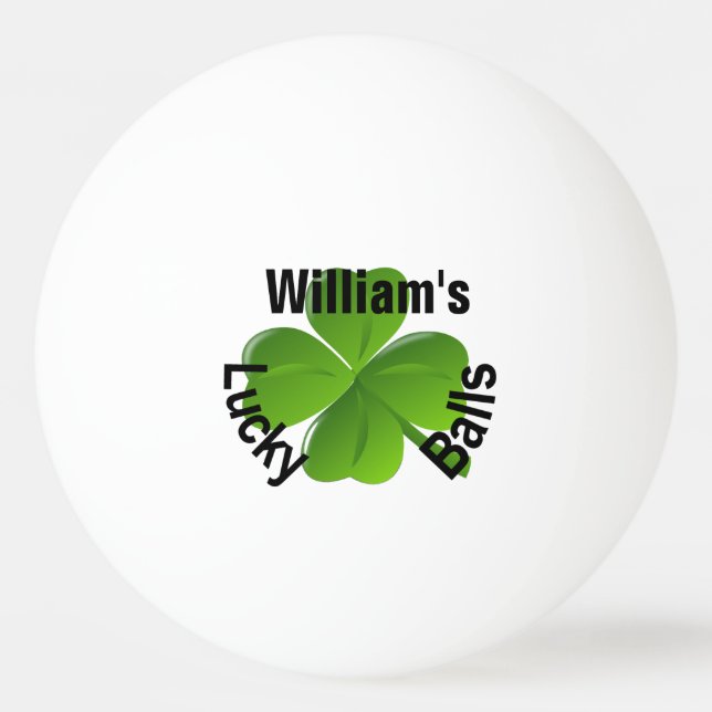 Personalized Four Leaf Clover Lucky Ping Pong Ball (Front)