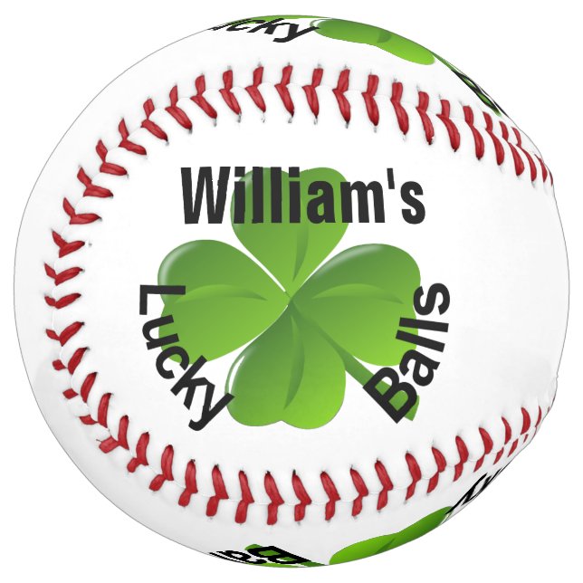 Personalized Four Leaf Clover Lucky Softball (Front Left)