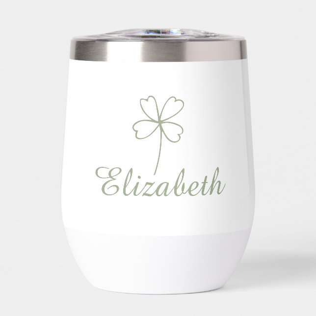 Personalized Four Leaf Clover Travel Water Bottle (Front)