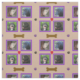 Personalized Four Photo Collage-Purple Frames Fabric