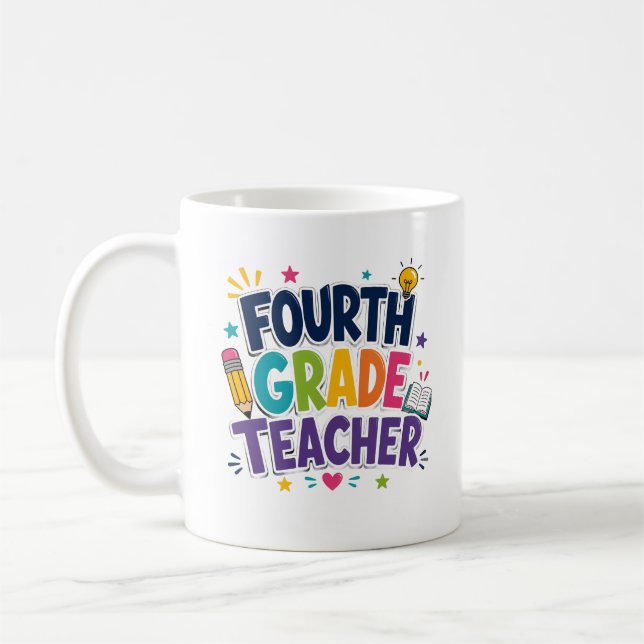 Personalized Fourth Grade Teacher Gift Coffee Mug (Left)