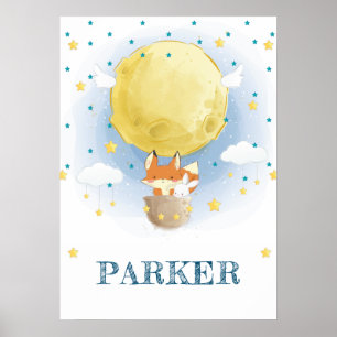 Personalized Fox Air Balloon Poster