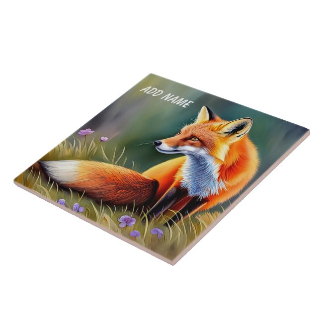 Personalized Fox Children's Ceramic Tile (Side)