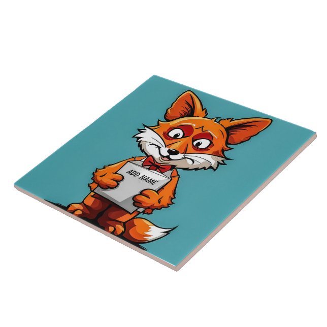 Personalized Fox Children's Ceramic Tile (Side)