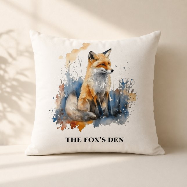 Personalized Fox Den Northwoods Cabin Style Throw Pillow (Creator Uploaded)