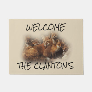 Personalized Fox Family Doormat
