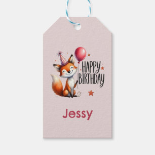 Personalized Fox Happy Birthday Gift Tags