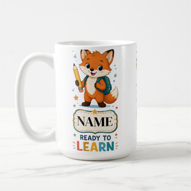 Personalized Fox Kids Back to School  Coffee Mug (Left)