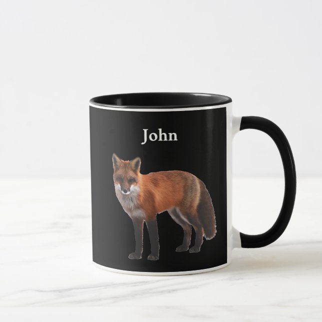 Personalized Fox On Black Mug (Right)