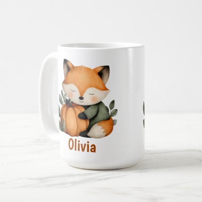 Personalized Fox Pumpkin Halloween Design Coffee Mug (Front Left)