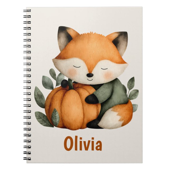 Personalized Fox Pumpkin Halloween Design Notebook (Front)