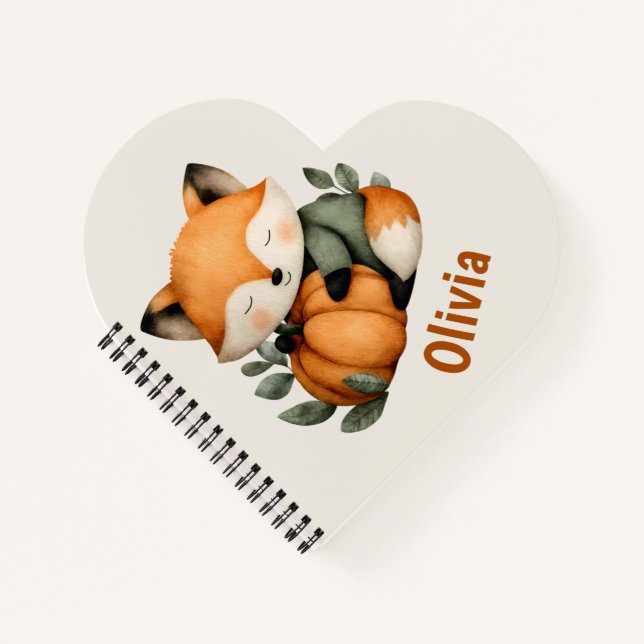 Personalized Fox Pumpkin Halloween Design Notebook (Front)