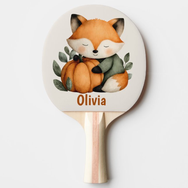 Personalized Fox Pumpkin Halloween Design Ping Pong Paddle (Front)