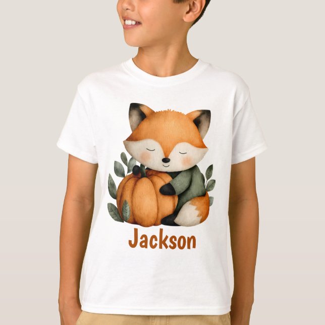 Personalized Fox Pumpkin Halloween Design T-Shirt (Front)