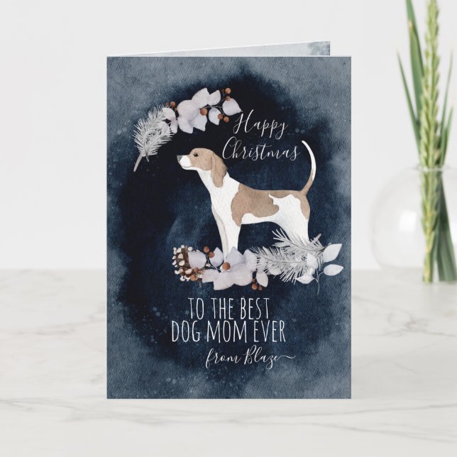 Personalized Fox Scent Hound Mom Christmas Holiday Card (Front)