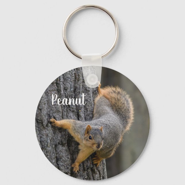 Personalized Fox Squirrel on a Tree Keychain (Back)