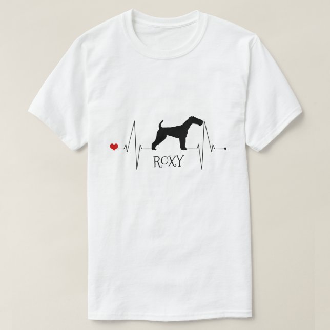 Personalized Fox Terrier Love My Dog Heart Beat T-Shirt (Design Front)