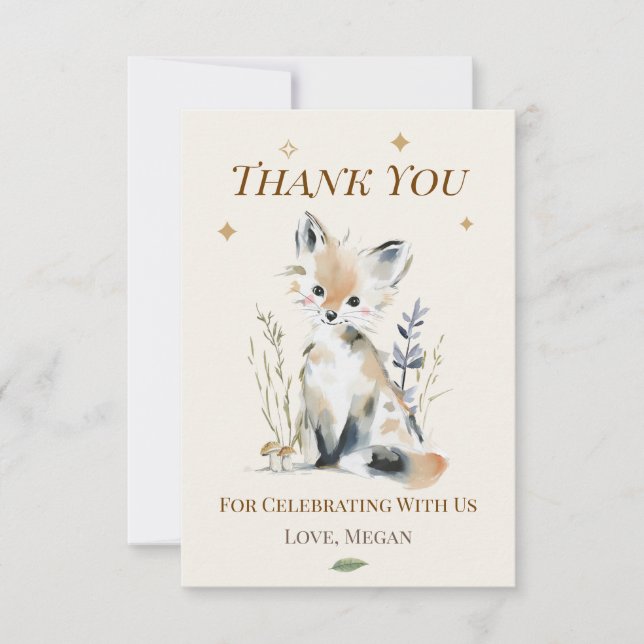 Personalized Fox Thank You Note Card (Front)