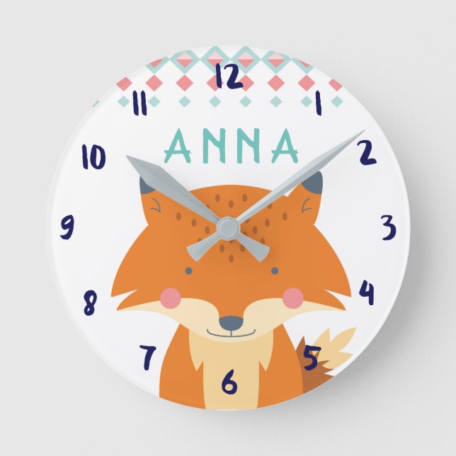 Personalized Fox Wall Clock (Front)