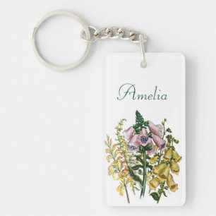 Personalized Foxgloves Keychain
