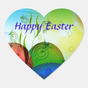 Personalized Fractal Easter Eggs Heart Sticker
