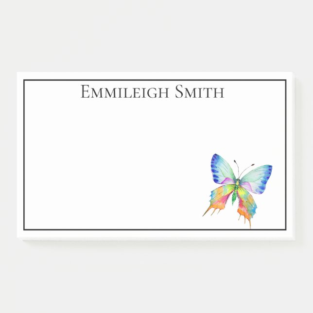 Personalized Frame Rainbow Butterfly Post it Notes (Front)
