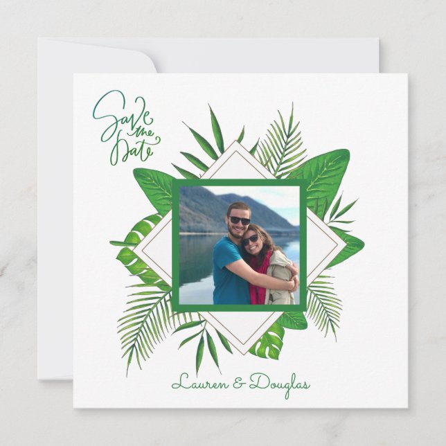 Personalized Framed Couples Photo Save The Date Invitation (Front)