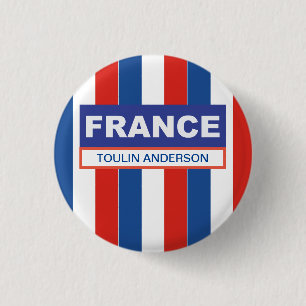 Personalized  France Flag 1 Inch Round Button