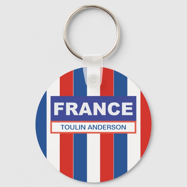 Personalized  France Flag Keychain (Front)
