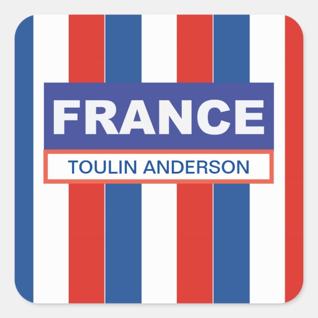 Personalized  France Flag Square Sticker (Front)