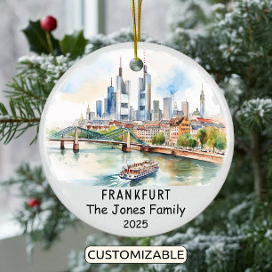 Personalized Frankfurt Ornament, Germany Ceramic Ornament