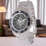 Personalized Freemason gift Square Compass Masonic Watch<br><div class="desc">So mote it be,  Freemason,  square and compass,  charity,  silver and black,  masonic gifts,  Masonic symbol watch. Personalize it with your own text.</div>