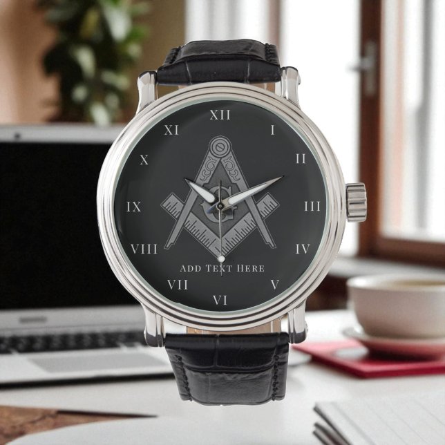 Personalized Freemason gift Square Compass Masonic Watch (Creator Uploaded)