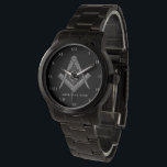 Personalized Freemason gift Square Compass Masonic Watch<br><div class="desc">So mote it be,  Freemason,  square and compass,  charity,  silver and black,  masonic gifts,  Masonic symbol watch. Personalize it with your own text.</div>