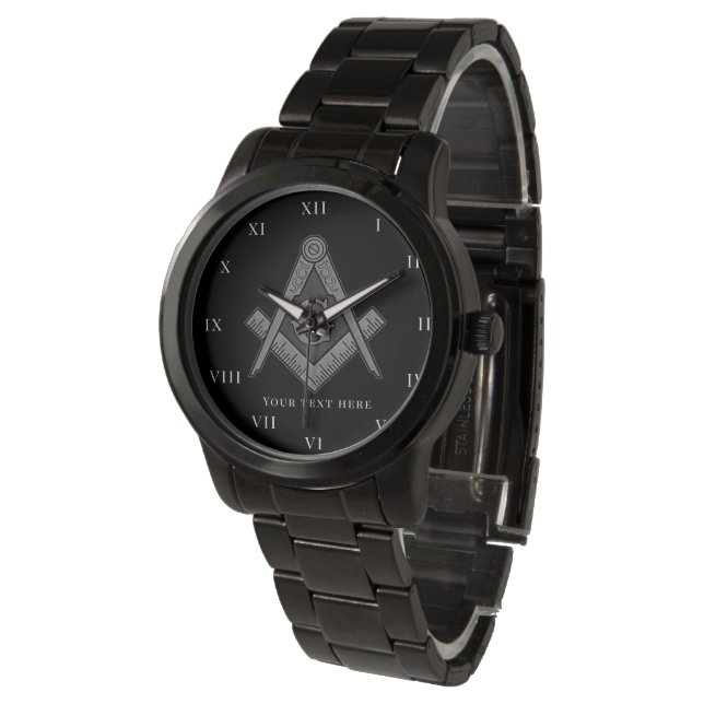 Personalized Freemason gift Square Compass Masonic Watch (Angled)