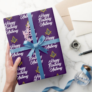 Personalized Freemason Masonic Square Birthday Wrapping Paper