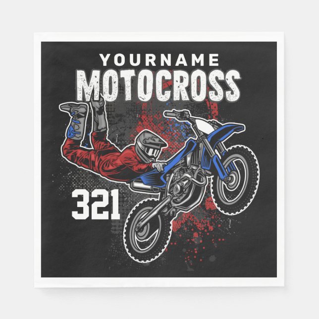 Personalized Freestyle Motocross Racing FMX Trick Napkin (Front)