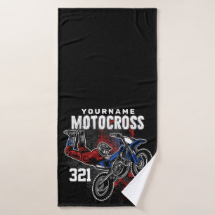 Personalized Freestyle Motocross Racing FMX Tricks Bath Towel Set