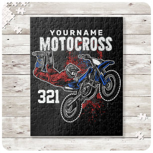 Personalized Freestyle Motocross Racing FMX Tricks Jigsaw Puzzle