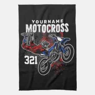 Personalized Freestyle Motocross Racing FMX Tricks Kitchen Towel