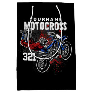 Personalized Freestyle Motocross Racing FMX Tricks Medium Gift Bag