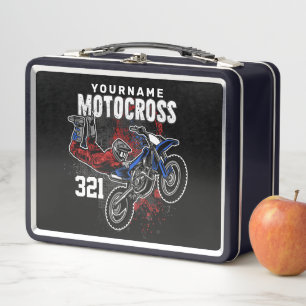 Personalized Freestyle Motocross Racing FMX Tricks Metal Lunch Box