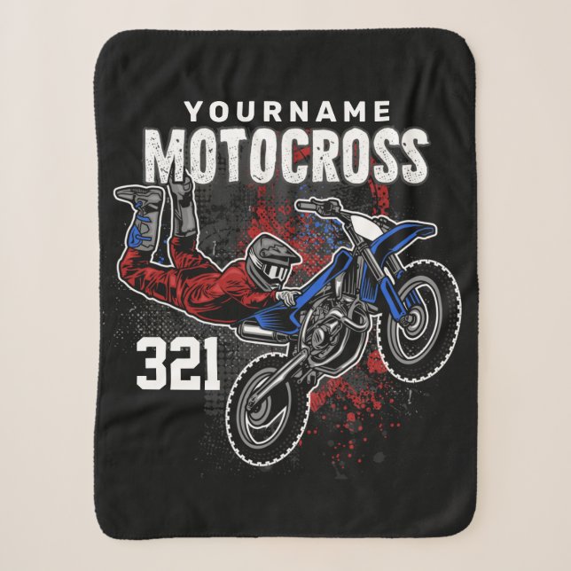 Personalized Freestyle Motocross Racing FMX Tricks Sherpa Blanket (Front)