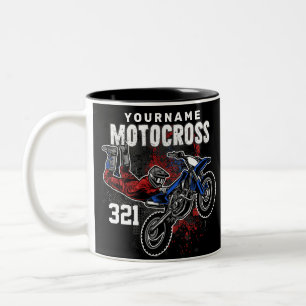 Personalized Freestyle Motocross Racing FMX Tricks Two-Tone Coffee Mug