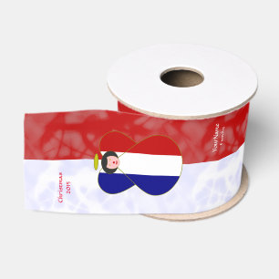 Personalized French Angel Flag White Red Grosgrain Ribbon
